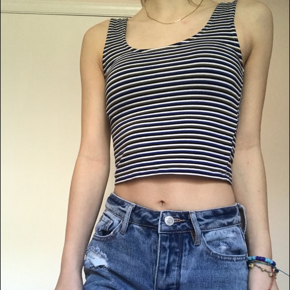 Striped cropped tank top